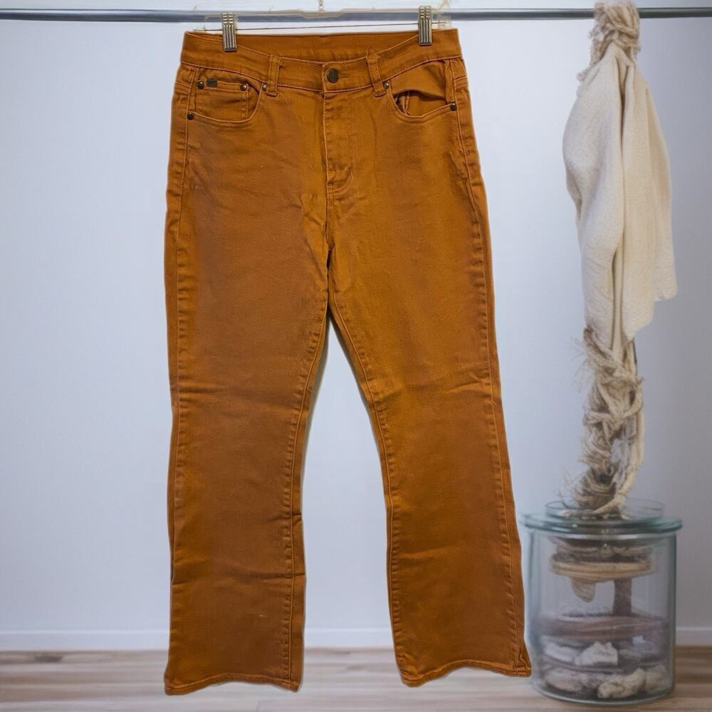 DG2 by Diane Gilman Virtual Stretch Denim Straight-Leg Women 6 Jean Rust Orange